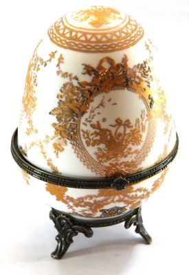 large porcelain egg - golden and ivory, art 0701200