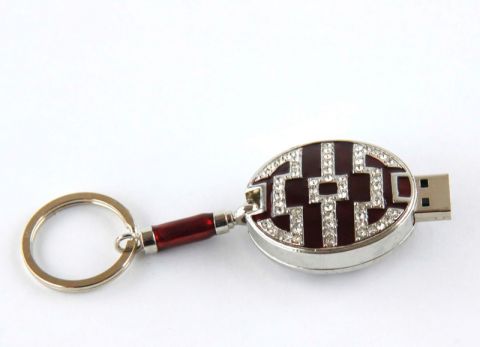 red key ring USB 2GB with strass, art. 076720R