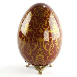 bordeaux and golg large egg with stands, art 0684100