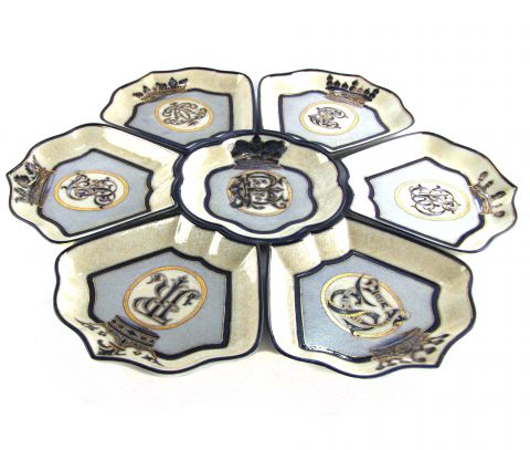 set of 7 plates handpainted ceramic ROYAL LIFE, art 0662900