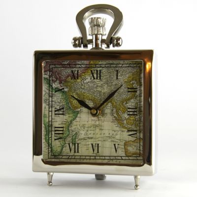 squared table clock with maps, art 0193100