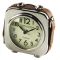 squared clock with brown leather, art 0147500
