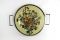 WOODEN ENAMEL FLOWER DESIGN TRAY WITH METAL RING AND HANDLE, art 0560101
