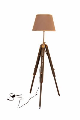 Sheffield silver and grey wood Tripod Floor Lamp, art 0543300