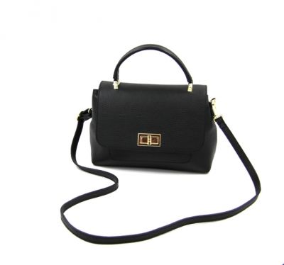 leather bag Audrey with handle and strap black color, art 0780331