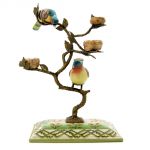 ceramic and bronze tree with birds and nests, art 0658900