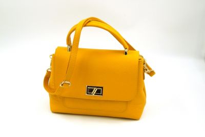 leather bag Audrey with handle and strap saffron color, art 0780332