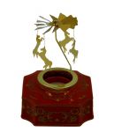 Octagonal base red and gold carousel w/candle, art 0709811