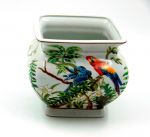 handmade ceramic squared cachepot cm 18x18 Parrots, art 9838169