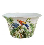 handmade ceramic oval centerpiece cm 18X16 Parrots, art 9838179
