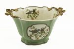 floreal decoration cachepot with birds and bronze handle, art 0655100
