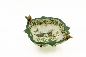 small bowl floreal decoration and bronze birds, art 0655200