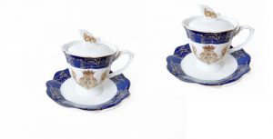 coffee moka set of 2 with lid "Queen Elisabeth", art 0724023