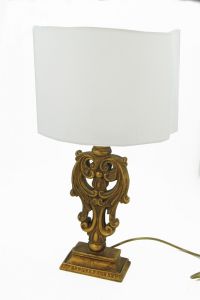 large wood lamp with golden color frieze, art 0870140
