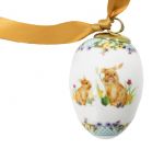 "spring easter" small egg with bunny and flowers, art 9812142
