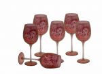 6 pcs set red tasting glasses with incision 23,5 cm, art 0475411