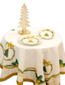 gold christmas table cloth 140x140 cm, art 0859180