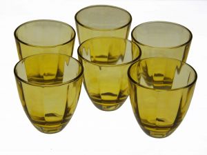 6 pcs set water glasses amber color, art 0474512