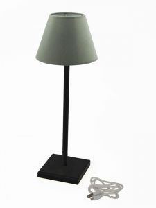 black rechargeable usb led lamp with grey lampshade, art 0540101P03