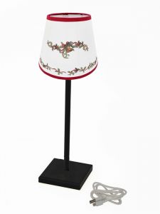 black rechargeable usb led lamp with "christmas carol" lampshade, art 0540101P12