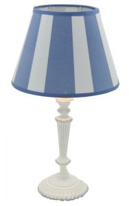 white rechargeable usb led lamp with light blu and white stripes lampshade, art 0546302