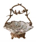 basket with bronze feet and handle parts and birds, art 0669120