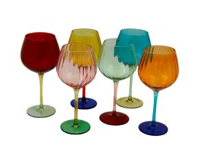 6 pcs set wine goblets assorted color, art 0475800