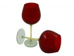 2 pcs set wine goblets red-green-amber color, art 0475804