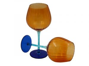 2 pcs set wine goblets orange-blue-light blue color, art 0475805