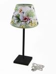 black rechargeable usb led lamp with "flowers and parrots" lampshade, art 0540101P15