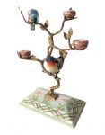 tree with nests and birds in ceramic and bronze, art 0658901