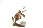 ceramic parrot with egg and bronze branches, art 0662101