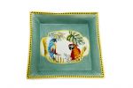 classical squared centerpiece with Parrots and leaves cm 18X18, art 0672005